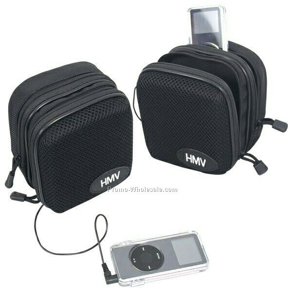 4-1/2"x5-1/4"x3" Portable Speaker & Carry Bag (Imprinted)