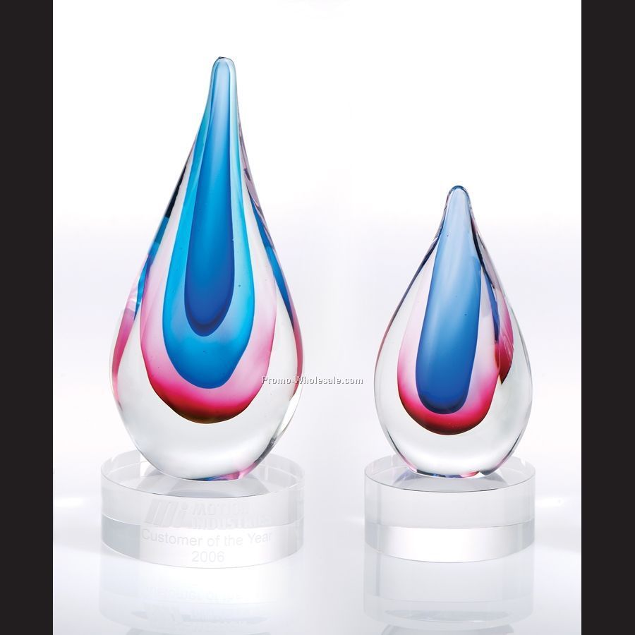 4-3/4"x11-1/4"x4-3/4" Flame Art Glass Award W/ 3 Colors