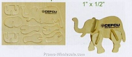4-5/8"x3"x1/8" Africa Mini-logo Elephant Puzzle