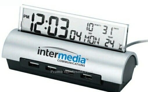 4 Port USB Hub W/ Alarm Clock