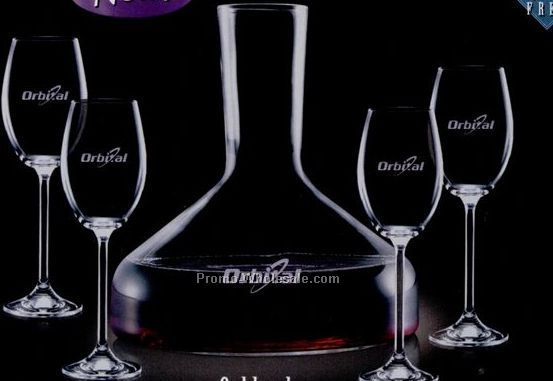 42 Oz. Crystal Oakland Carafe And 4 Wine Glasses