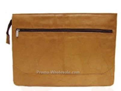 43cmx30cmx8cm Medium Brown Stone Wash Underarm Portfolio With Top Zipper