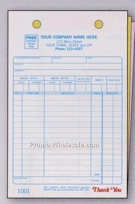 5-1/2"x8-1/2" 3 Part Auto Supply Register Form