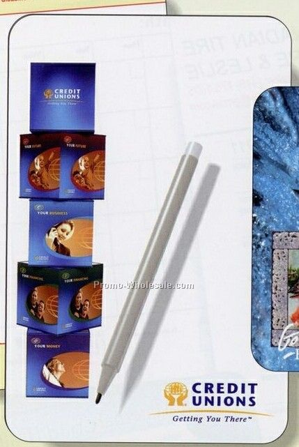 5-1/2"x8-1/4" 4-color Process Magnetic Memo Board Kits W/Pen & Clip