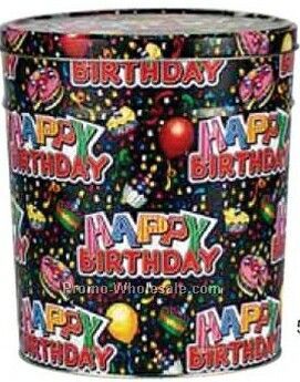 5-1/4"x5-3/4" Decorative Round Tin & Pails - Birthday Wishes