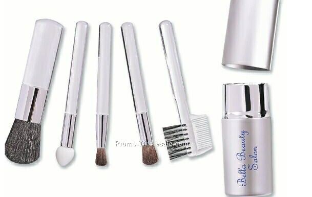 5-piece Cosmetic Brush Set In Aluminum Case