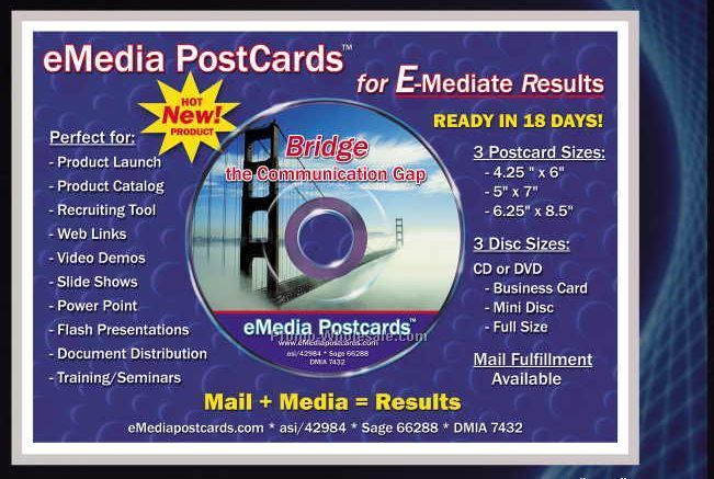 5"x7" Emedia Post Card W/ CD Business Card