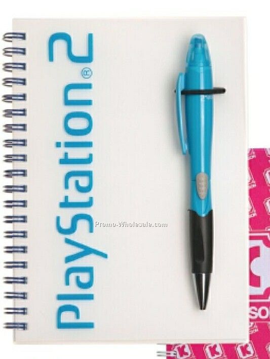 5"x7" Notebook & Plastic Ballpoint Pen/ Highlighter Combo Set