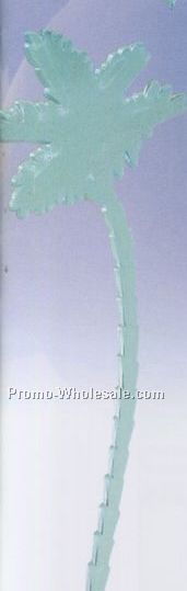 6" Translucent Aqua Blue Palm Tree Stirrer (Imprinted)