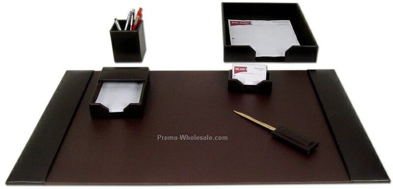 6-piece Econo-line Leather Desk Set Gift 30"x18" - Brown