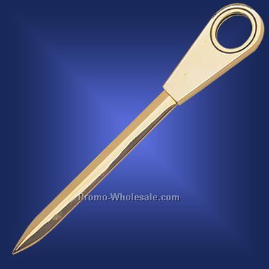 7-1/4"x1-1/4"x1-8" Gold Plated Letter Opener W/ Magnifier (Engraved)