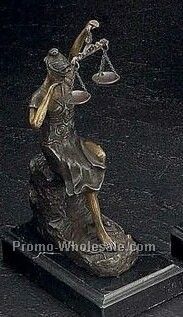 8"x4-1/4"x2-3/4" Crying Lady Justice Sculpture On Marble Base