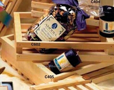 8"x7-1/2"x2-1/2" Plain Wooden Slat Style Crate W/ Lid