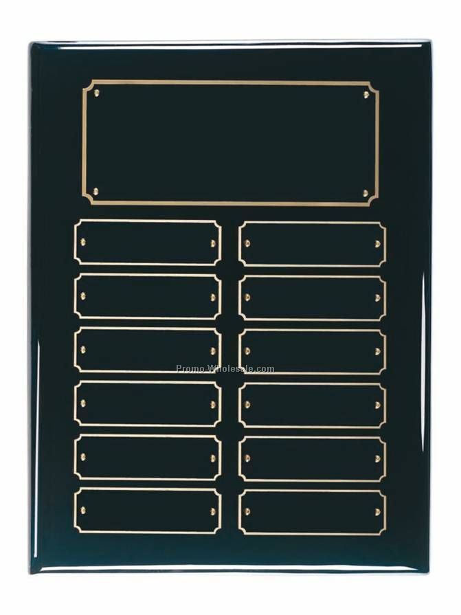 9" X 12" Black Piano Finish 12 Plate Perpetual Plaque