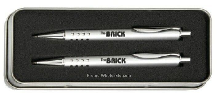 Andrea Click Action Ballpoint Pen & Pencil Set