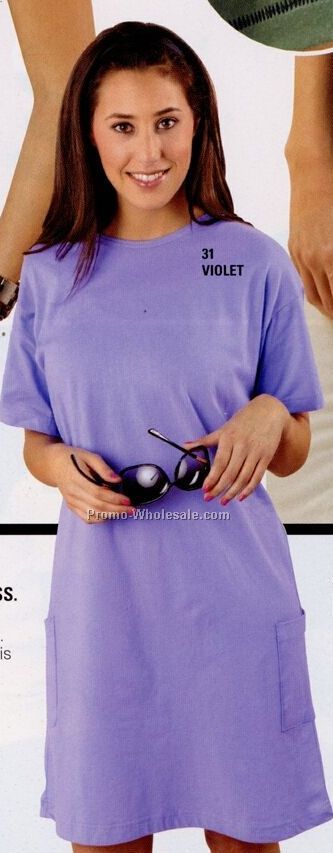 Anvil Ladies Colored Semi-sheer Scoop Neck Short Sleeve Dress
