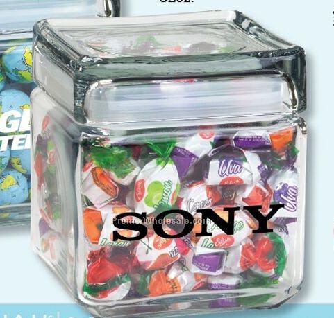 Assorted Jelly Beans 32 Oz. Square Glass Candy Jar
