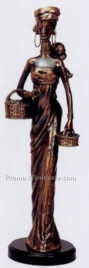 Black Lady W/Baby & Baskets Figurine