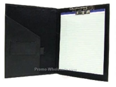 Black Stone Wash Cowhide Folder For 8-1/2"x11" Pad W/Clip