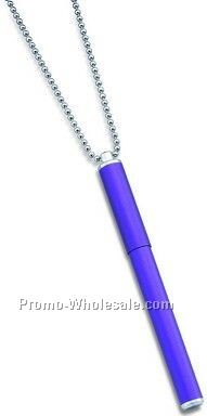 Brass Magnetic Cap-off Purple Ballpoint Pen W/ Mini Beaded Necklace Chain