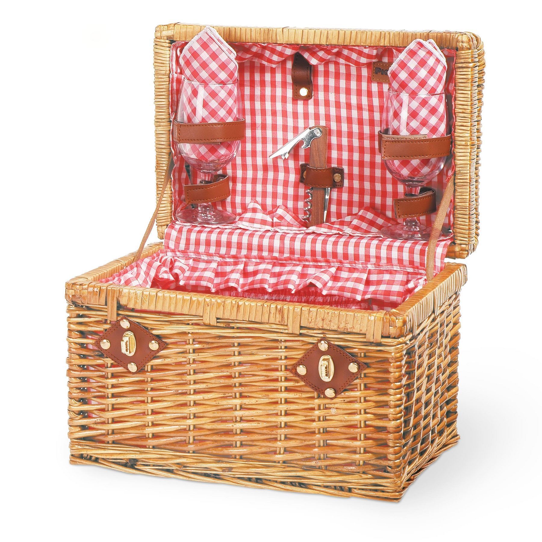 Chardonnay Willow Picnic Basket With Wine Service For 2