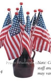 Classic White Pole Us Flag Set