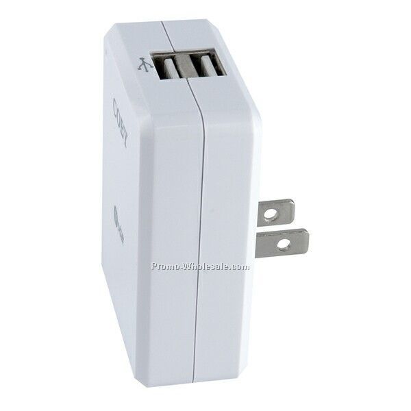 Coby Dual USB Ac Car Adapter/Charger For Mp3 Players