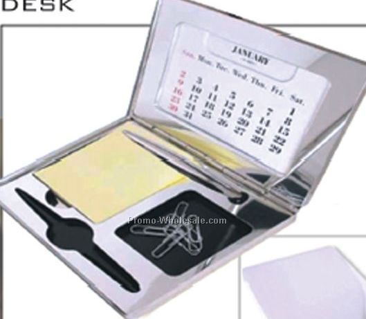 Compact Desktop Organizer Box, Pen, Pad, Clip Holder, Frame & Calendar