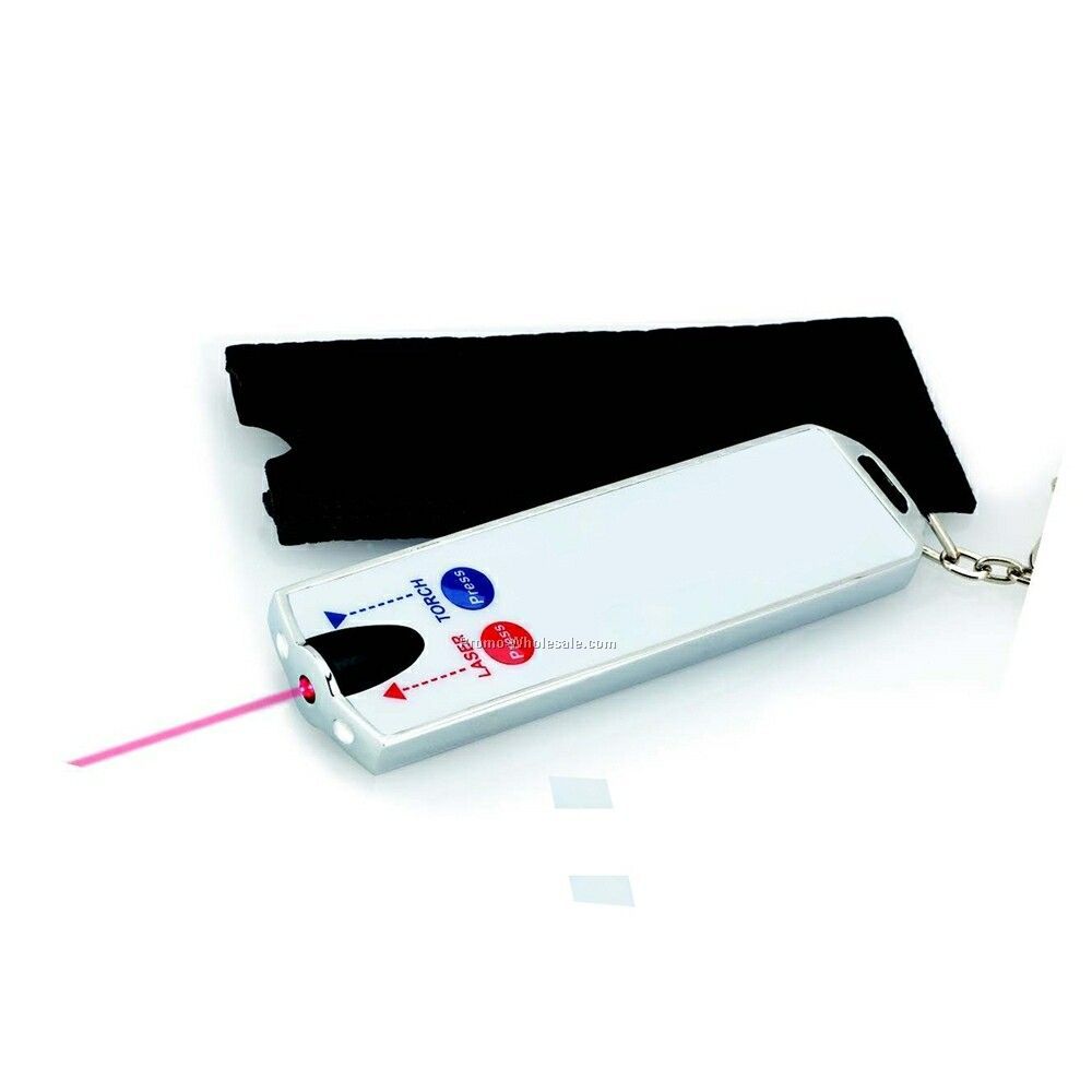 Compact Laser Pointer & 2 LED Flashlight W/ Vinyl Pouch