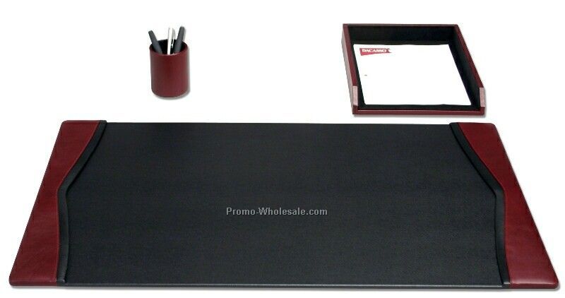 Contemporary Style 7-piece Leather Desk Set - Burgundy