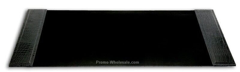 Crocodile Embossed Leather Side-rail Desk Pad 34"x20" - Black