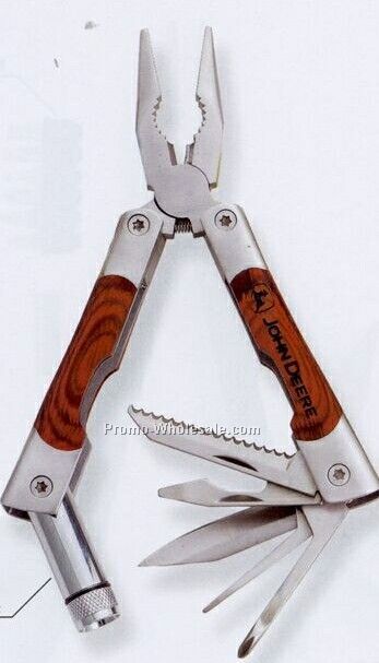 Dakota Wolverine Wood Handle Multi Function Tool With LED Light