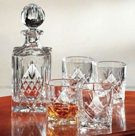 Director's Whiskey Set - 1 Decanter W/ 4 Glasses