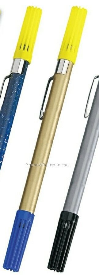 Double Exposure Highlighter & Ballpoint Pen Combo - Gold Barrel