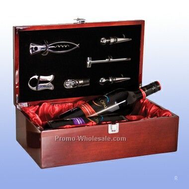 Dual Wine Bottle Presentation Box With Tools (Engraved)