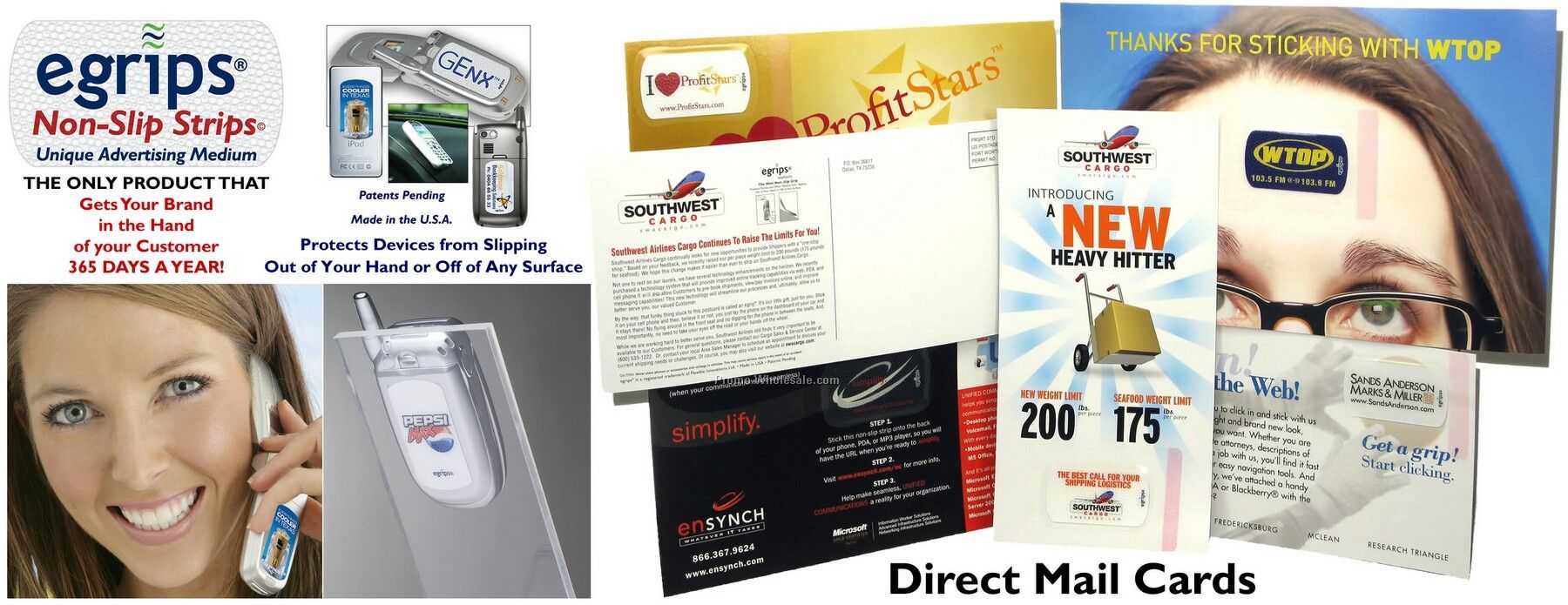 Egrips 1x2" Custom Non-slip Strip On Direct Mail Card 4.25" X 8.5"