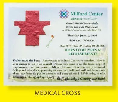 Floral Seed Paper Pop-out Post Card - Medical Cross