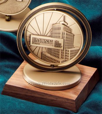 Full Ring Brass Spinners For 3" Medals With Square Walnut Base