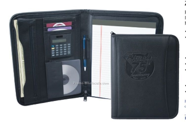 Global Folder W/ Calculator/ Zipper/ CD Holder