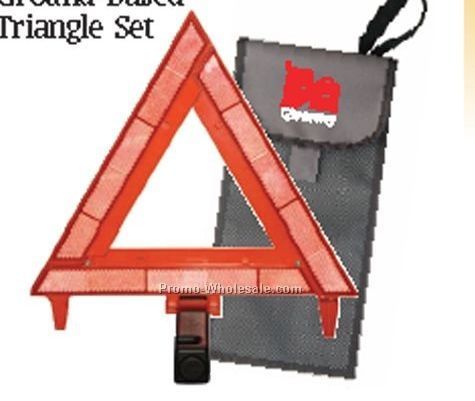 Ground-based Reflective Roadside Triangle Set W/ Mesh Bag