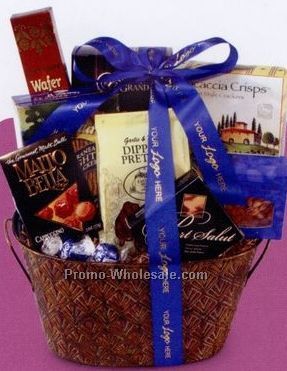 Holiday Oval Metal Gift Basket