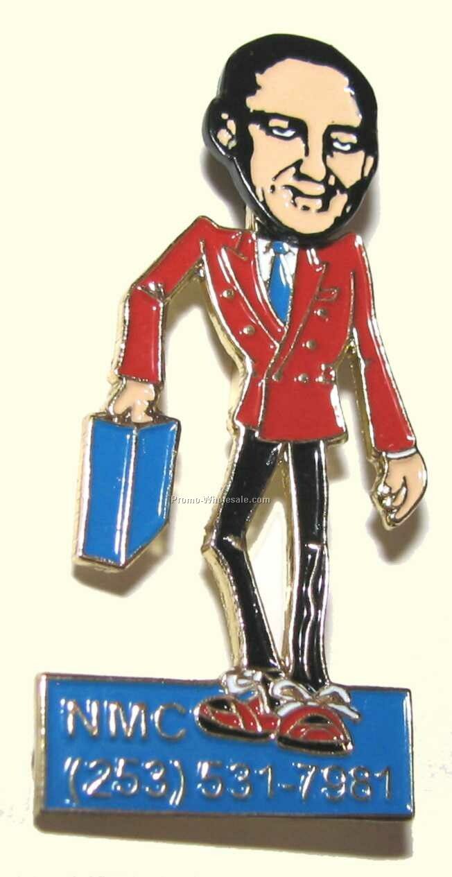 Iron Soft Enamel Bobble Head Pin (1-5/8"-1-3/4")