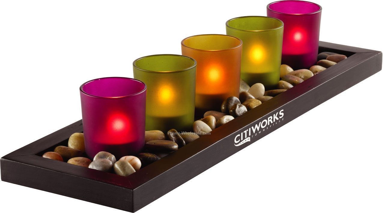 Jewel Tone 5 Piece Candle Tray