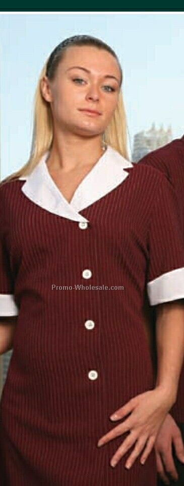 Ladies Oval Collar Dress (S-xl) - 65% Polyester/ 35% Cotton