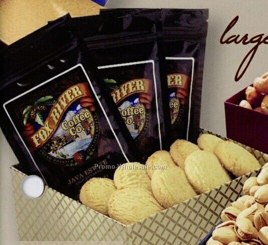 Large Prestige Collection Box W/ Gourmet Coffee & Shortbread Cookies