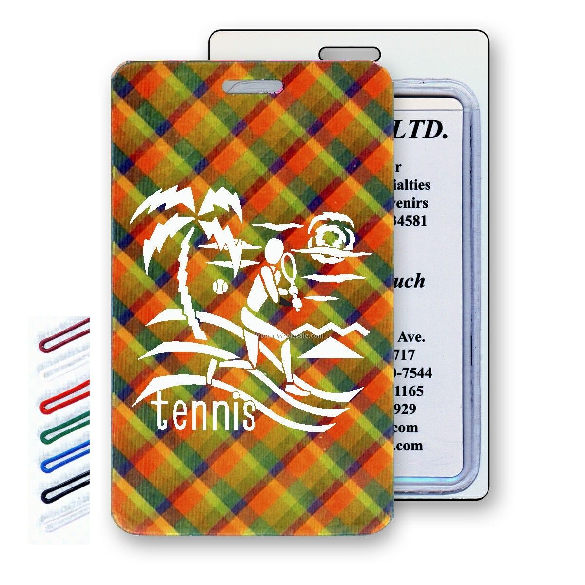 Lenticular Luggage Tags - Stock / Change Color / Rainbow, Vibrant Plaid
