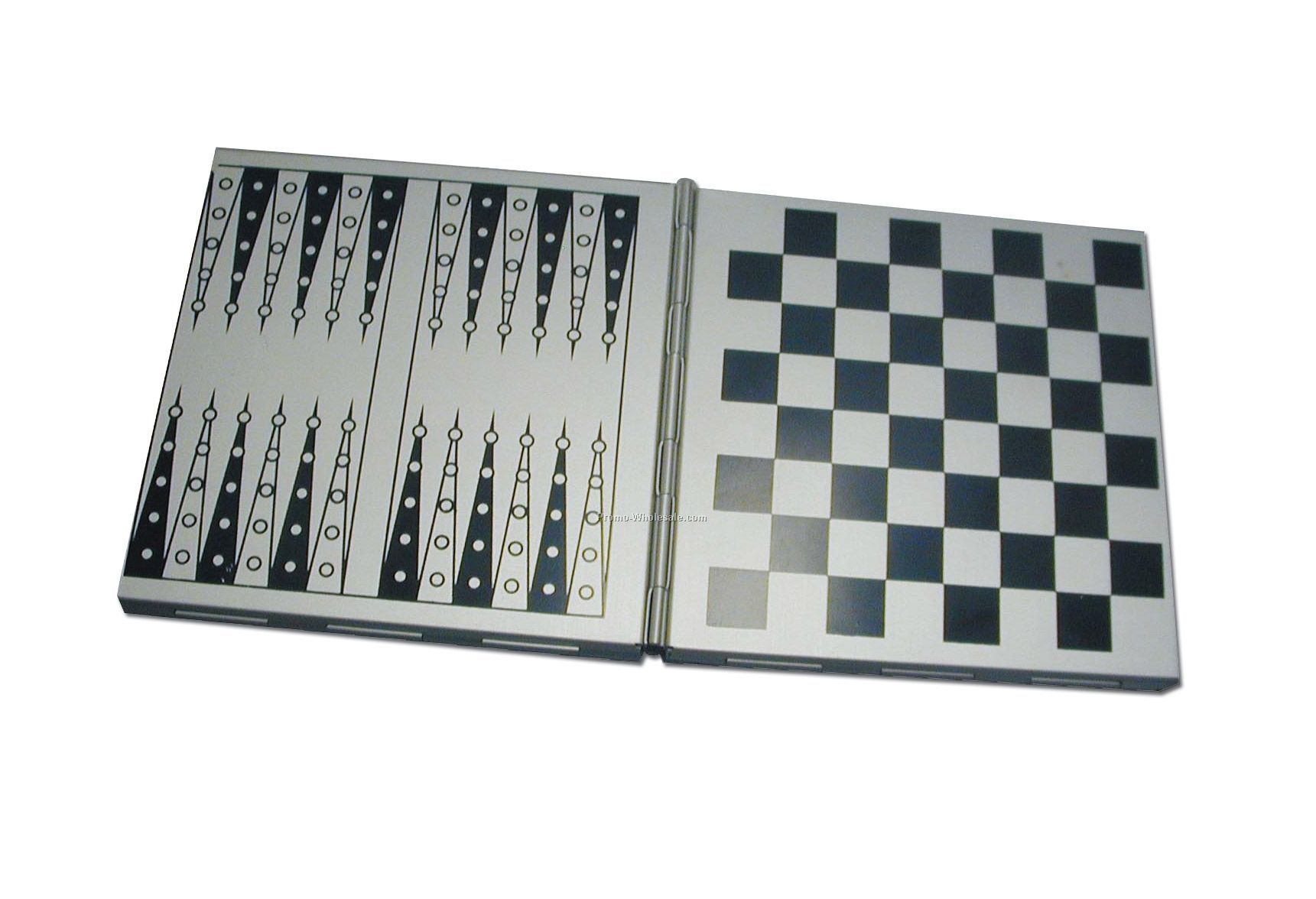 Magnetic 3-in-1 Metal Case Chess/Checkers/Backgammon Set