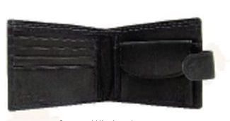 Men's Black Stone Wash Cowhide Wallet W/Change Purse