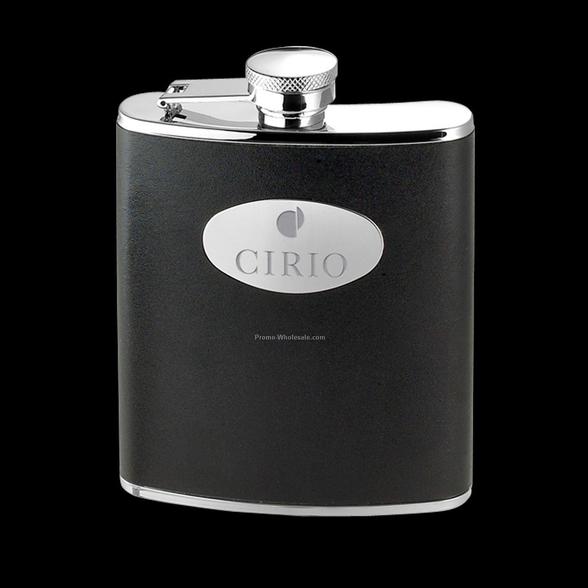 Nova Hip Flask W/ Black Leather Accent