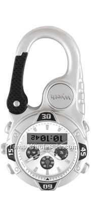 Pedre Ana-digi Matte Silver Finish Clip-on Watch With Silver Dial